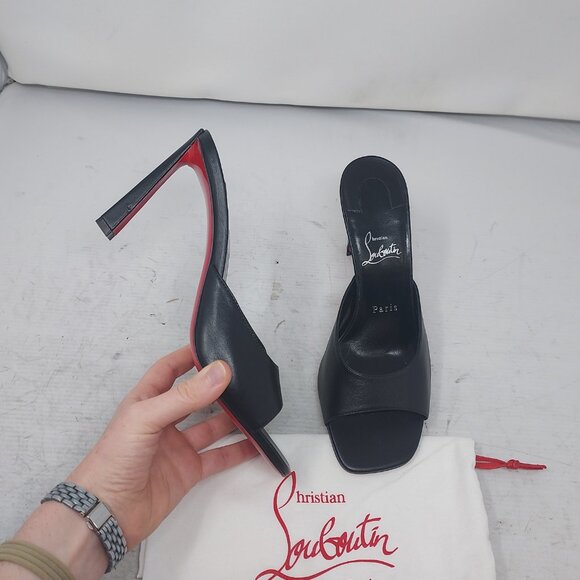 Christian Louboutin Shoes - Christian Louboutin Black Condora Leather Heel Sandal